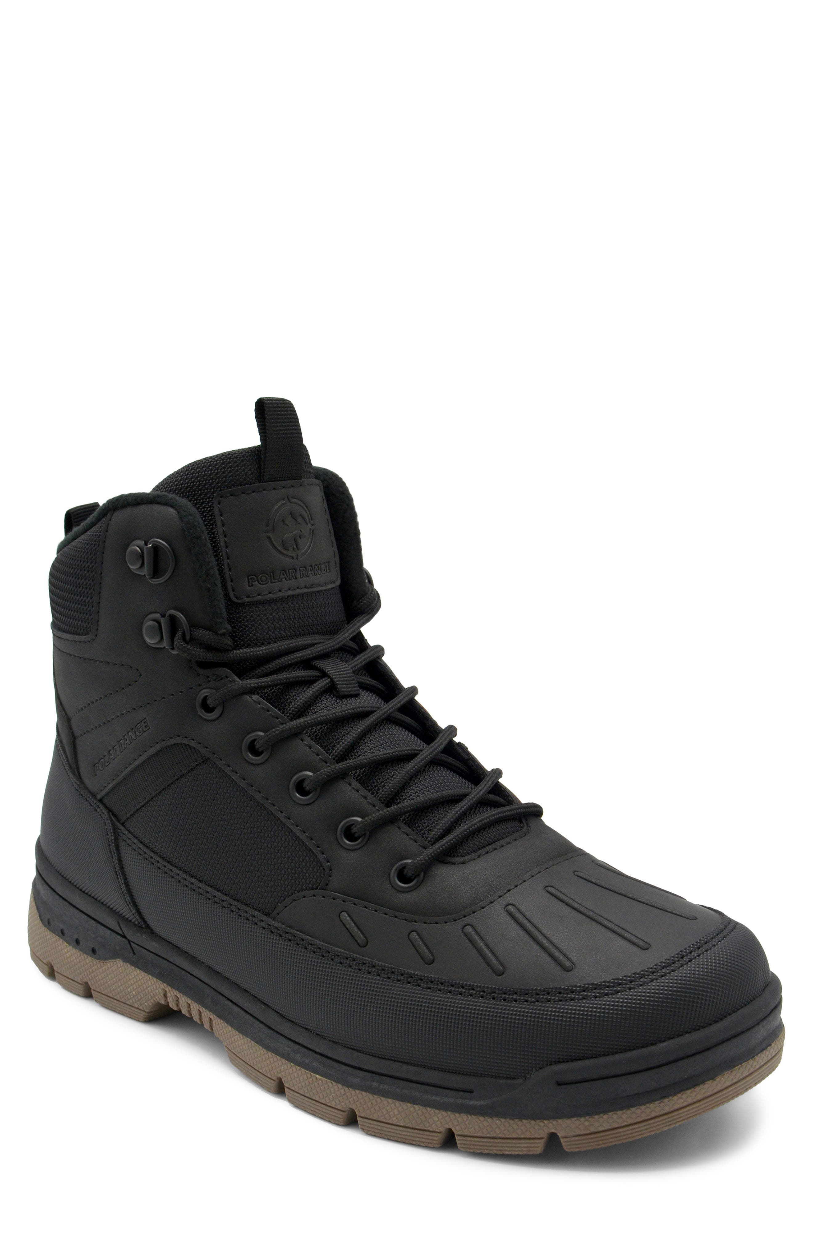 Huson Faux Leather Boot, Main, color, BLACK