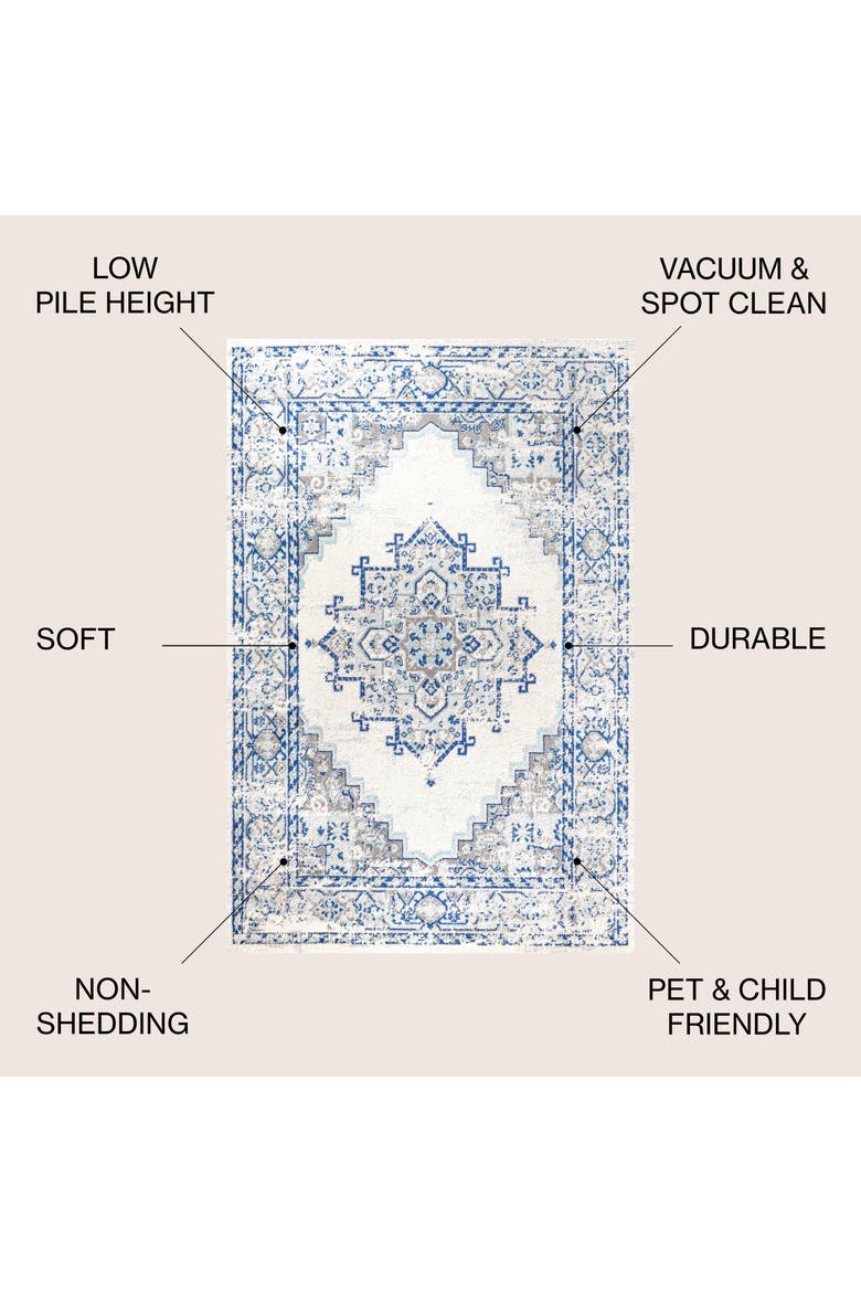 Inigo Cottage Medallion Area Rug, Alternate, color, Blue/Gray