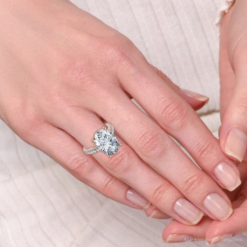 Bliss Diamond Certified 2 3/4ct Oval Accent Diamond Engagement Ring 14k Gold Or Platinum Lab G