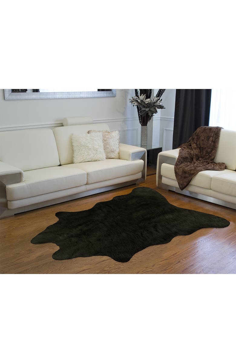 LUXE Faux Fur Throw 5.25' X 7.5' - Black, Alternate, color, Black