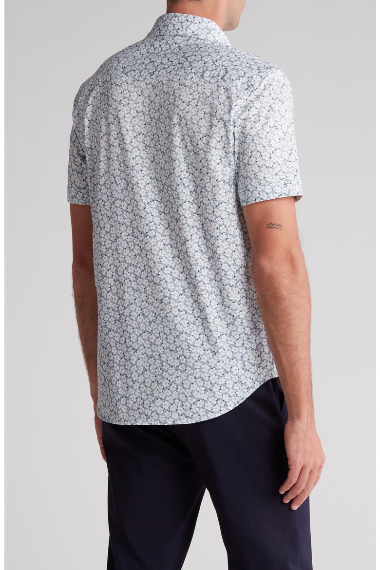 Miles OoohCotton® Floral Short Sleeve Button-Up Shirt, Alternate, color, NAVY