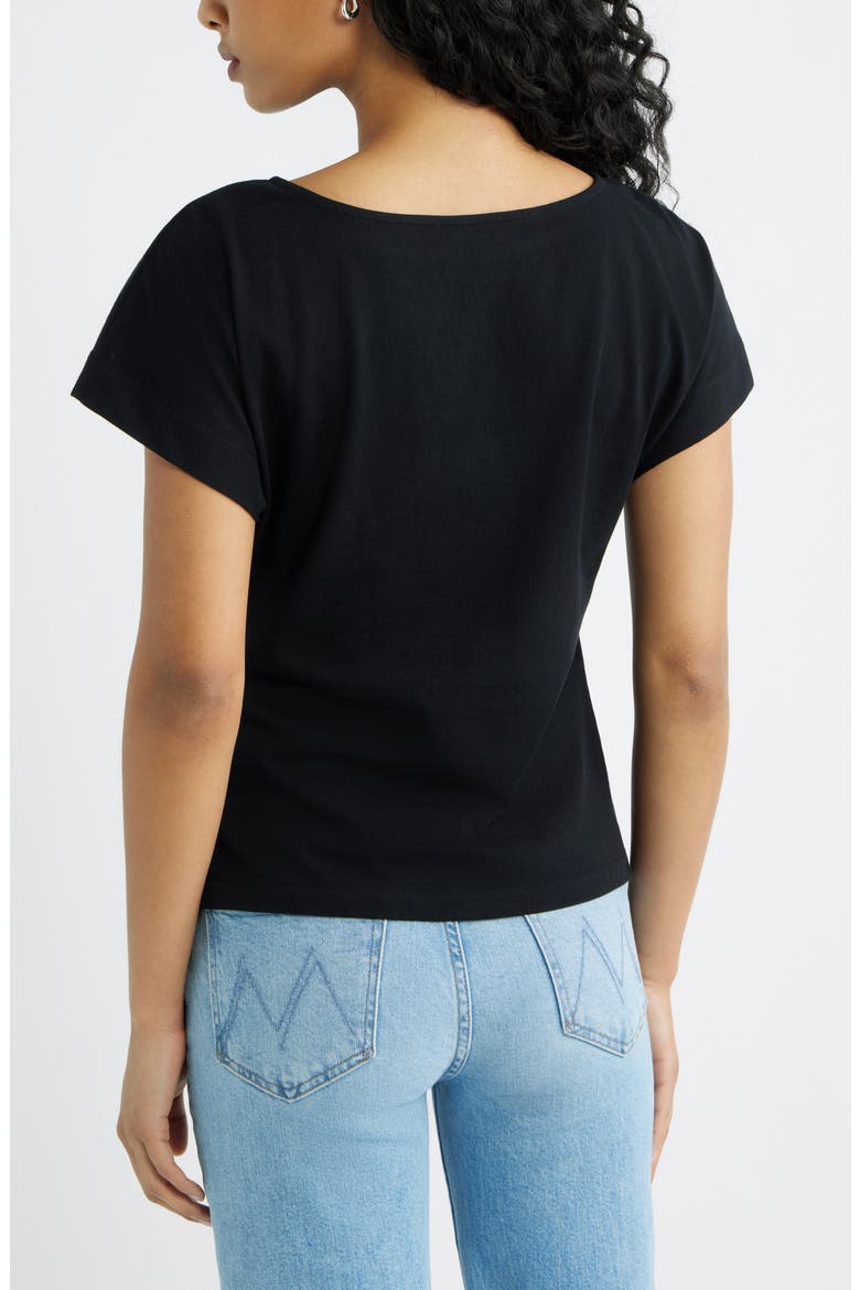 Asymmetric Cotton T-Shirt, Alternate, color, BLACK