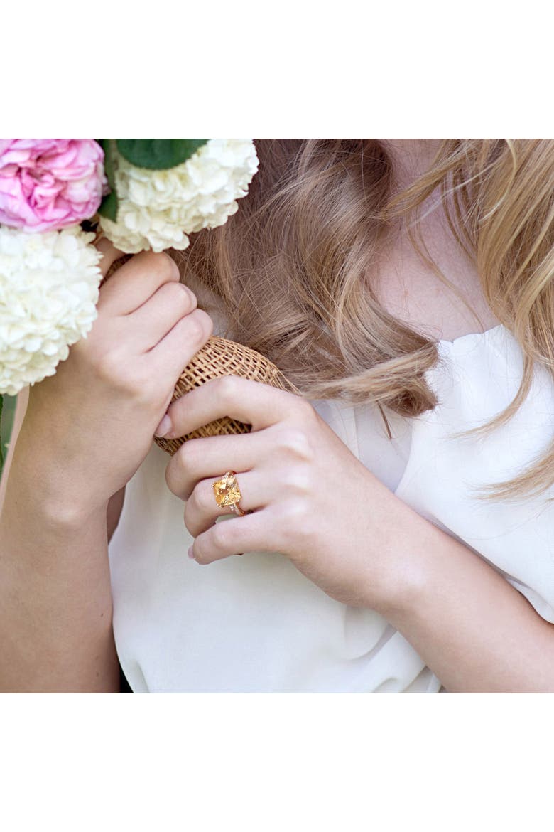 Gemstone and Diamond Cocktail Ring 10k, Alternate, color, Citrine/Yellow Gold