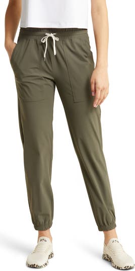 Vuori Daily Jogger Pants in Oregano Taupe Green High Rise top Ribbed Waist M