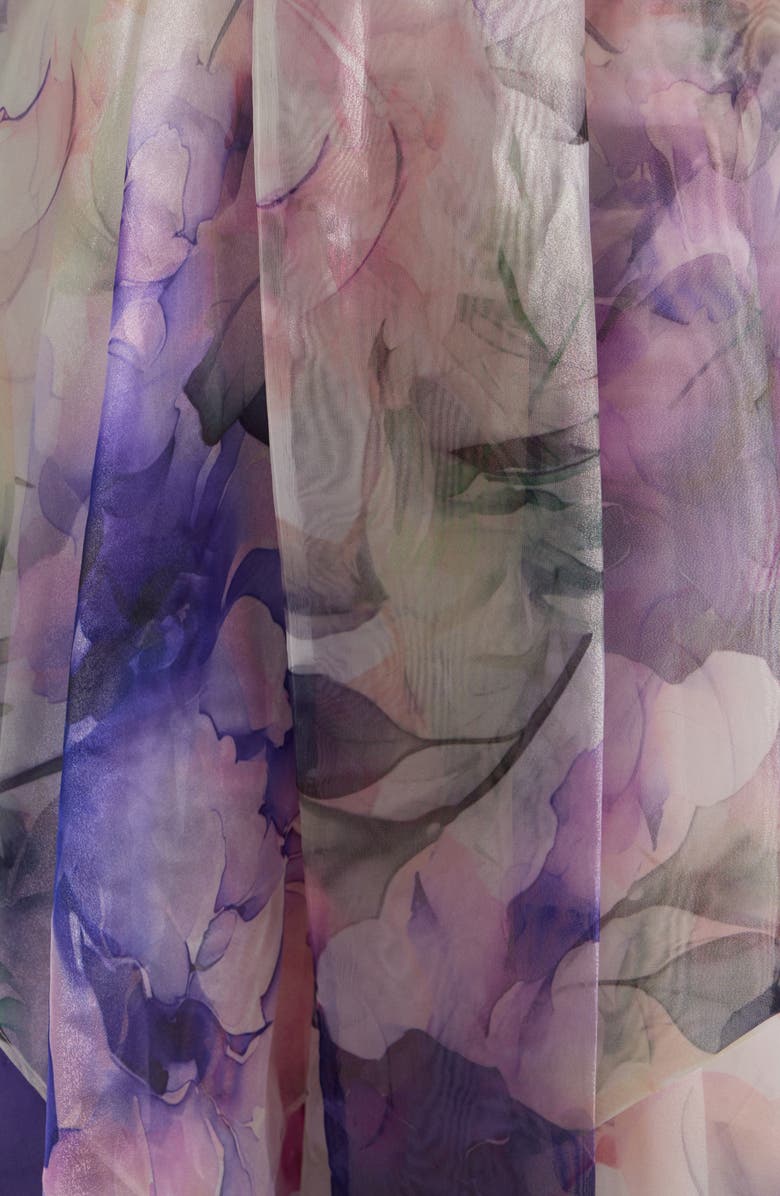 Eliza J Floral Off the Shoulder Ballgown, Alternate, color, Purple Multi