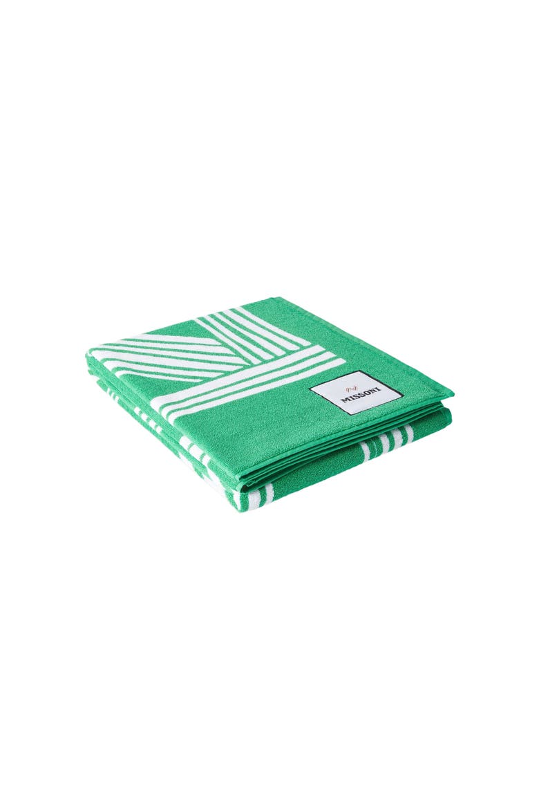 Nastri 180x100 Cm Cotton Terry Beach Towel, Main, color, Green