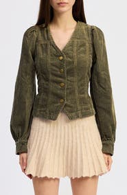 JACQUIE THE LABEL Sylvie Long Sleeve Corduroy Button-Up Shirt