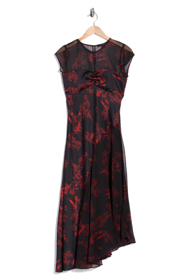 Tasha Floral Midi Dress, Main, color, MARIA SIREN RED