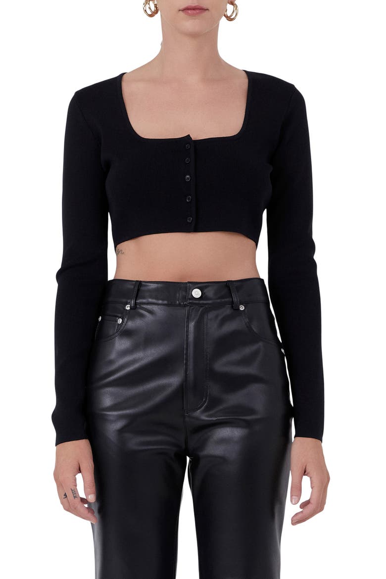 Rib Crop Top, Main, color, BLACK