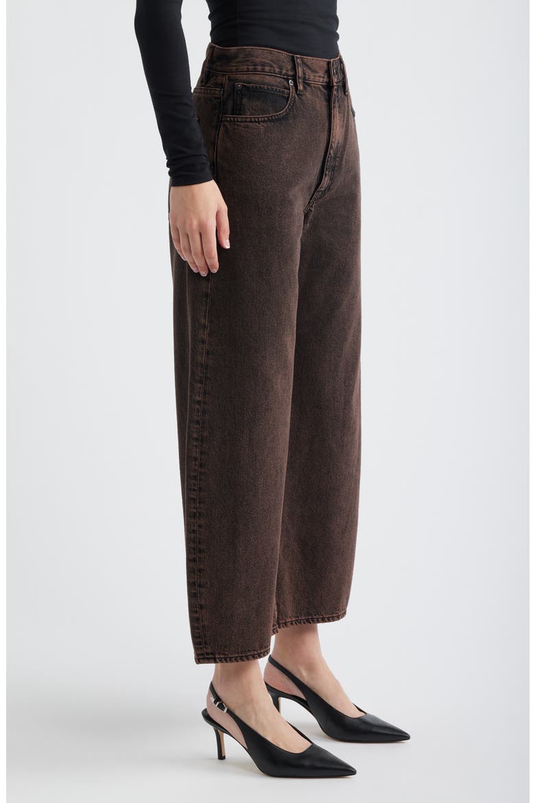 The Bow Crop Barrel Leg Jeans, Alternate, color, MOCHA BROWN
