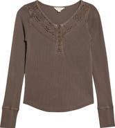Lucky Brand Lace Yoke Henley Top