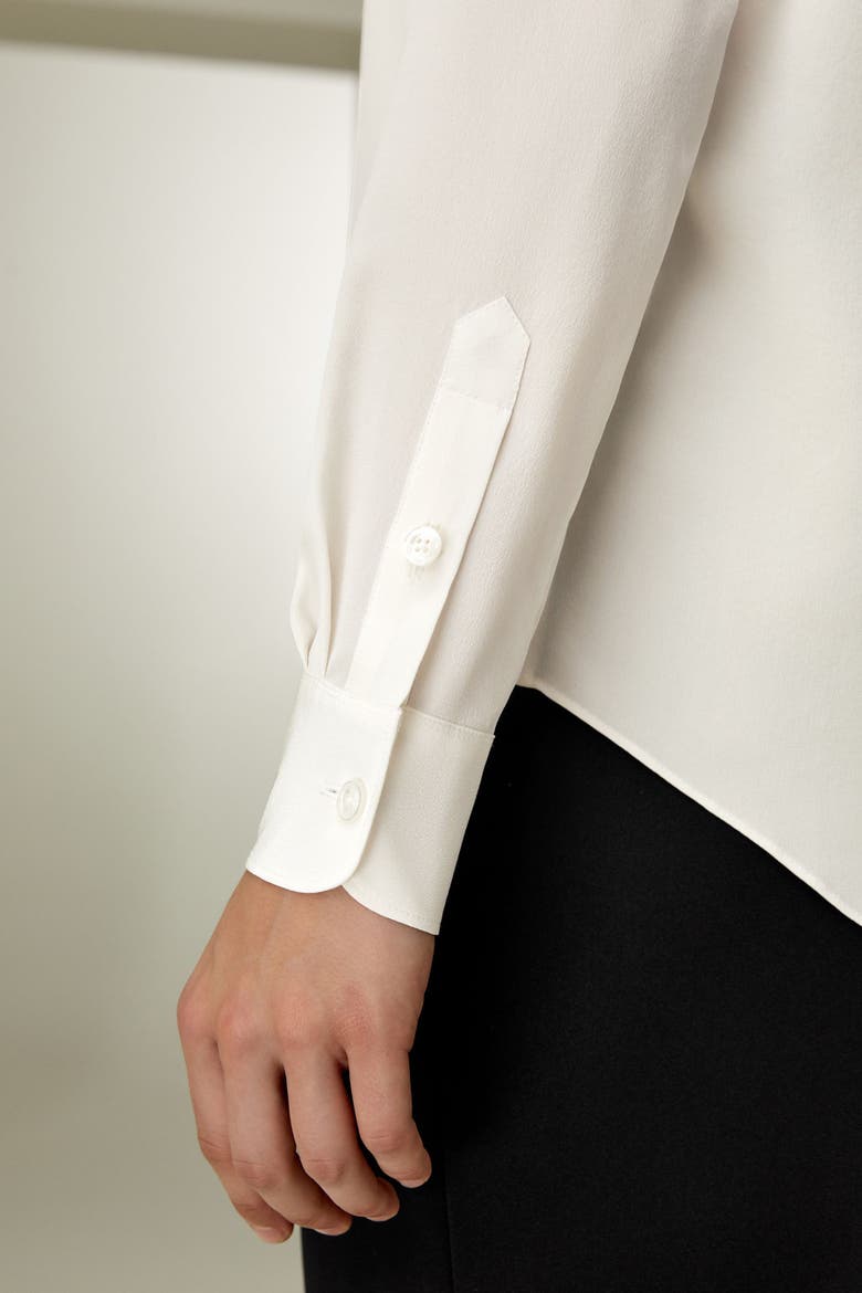 Women's Silk Bowtie Blouse, Alternate, color, Natural White