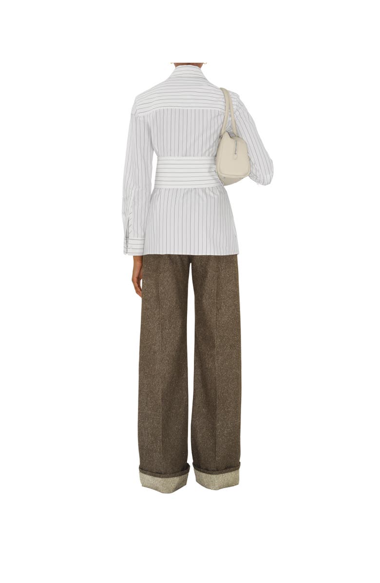 Burberry Regular Fit Striped Cotton Shirt, Alternate, color, String/Coal