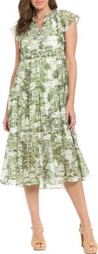 London Times Flutter Sleeve Babydoll Dress