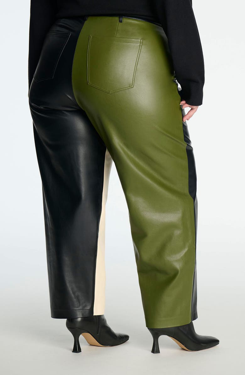 ELOQUII Colorblock Faux Leather Pants, Alternate, color, 
