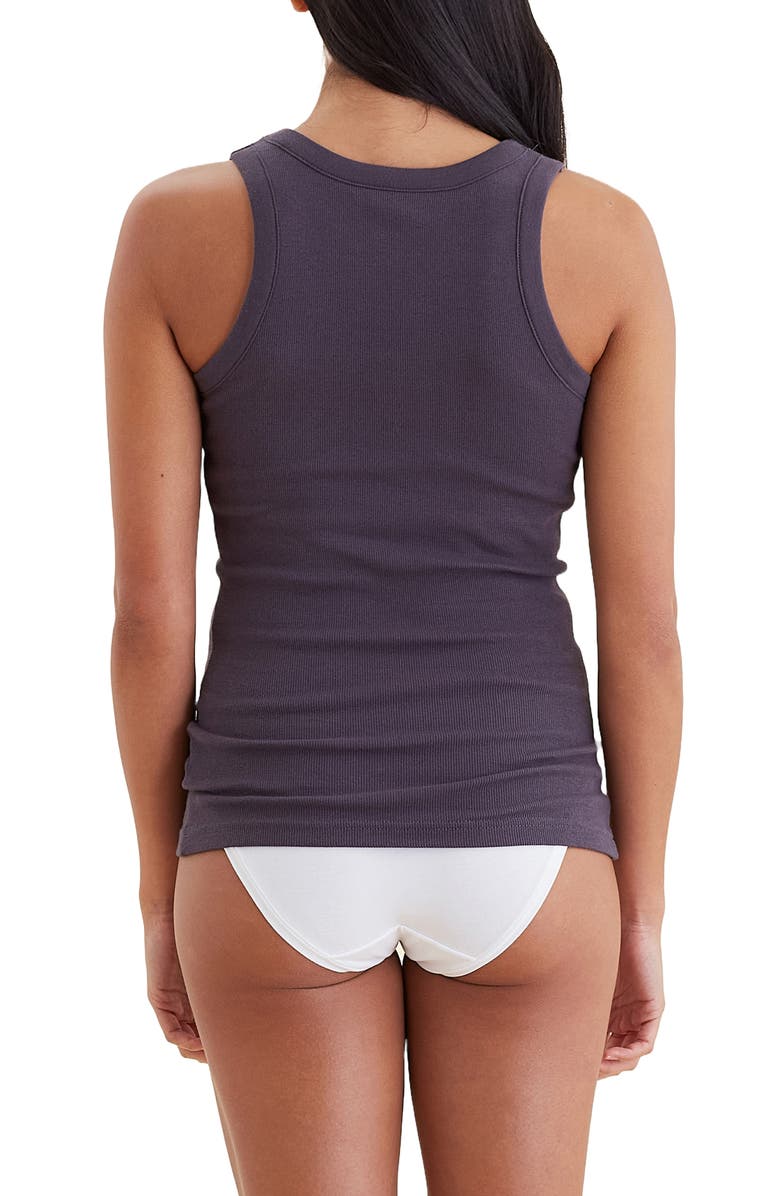 Papinelle Milla Shelf Bra Cotton Rib Tank, Alternate, color, Charcoal