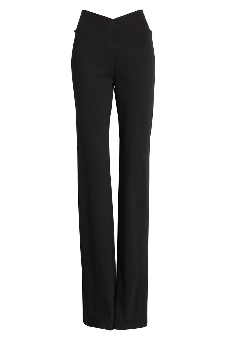 V-Cut Side Slit Cotton Blend Pants, Alternate, color, BLACK
