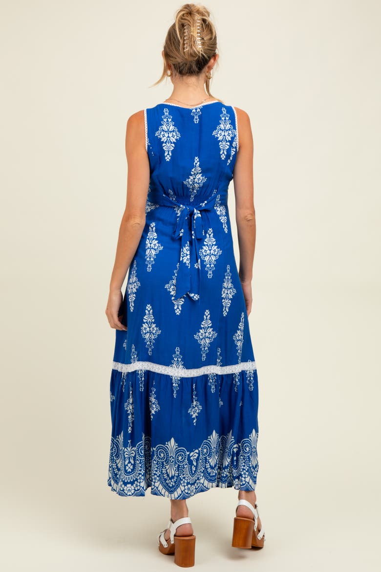 Border Print Resort Maxi Dress, Alternate, color, Royal Blue