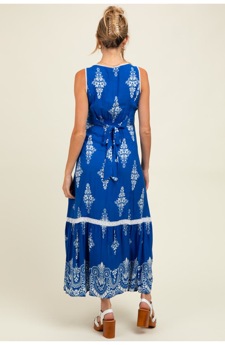 PinkBlush Border Print Resort Maxi Dress, Alternate, color, Royal Blue