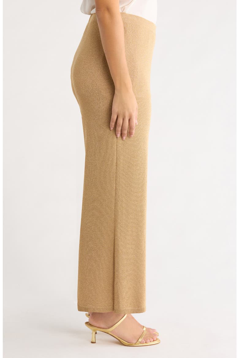 Lurex Metallic Wide Leg Sweater Pants, Alternate, color, LIGHT GOLD