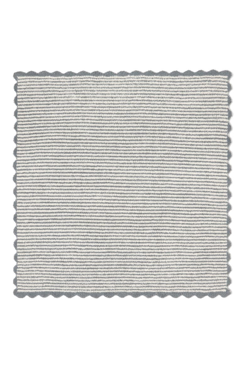 CozyChic Striped Scalloped Receiving Blanket, Main, color, BLUE COVE-CREAM