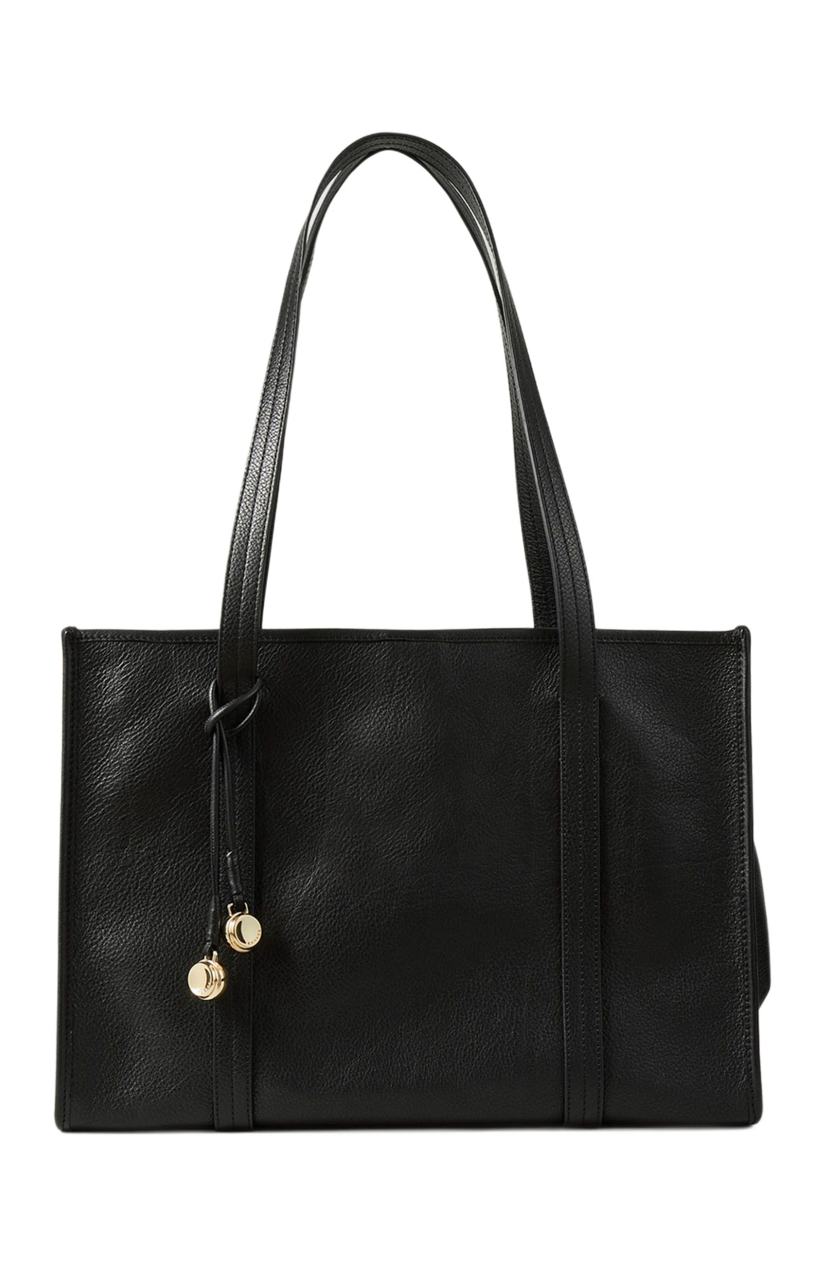 SANDRO Soft leather tote bag, Main, color, Black