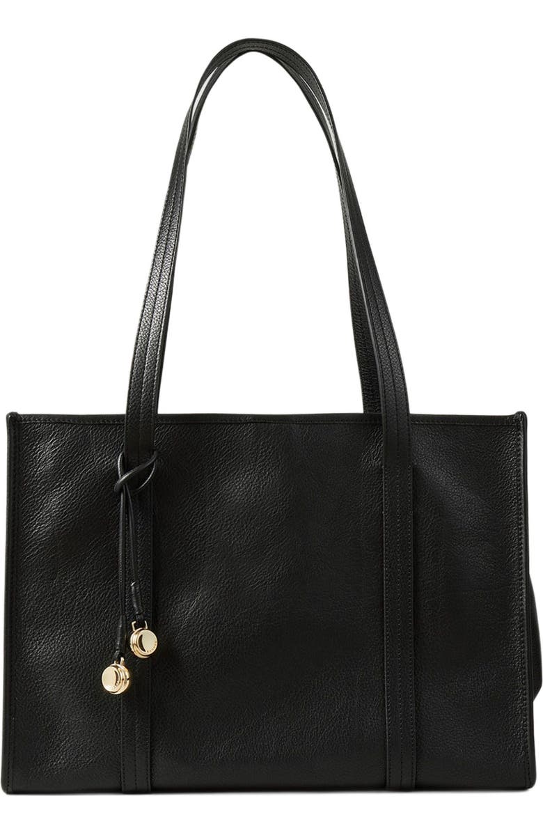 SANDRO Soft leather tote bag, Main, color, Black
