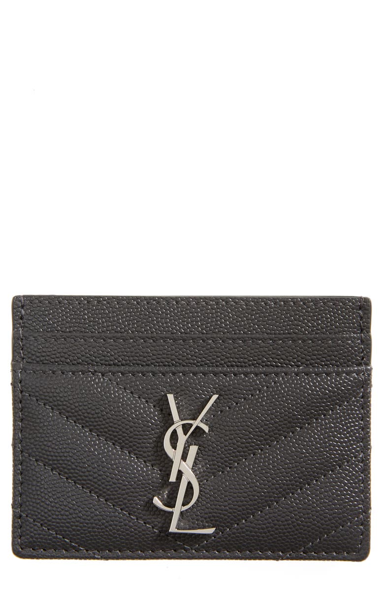 Saint Laurent Monogram Leather Credit Card Case, Main, color,