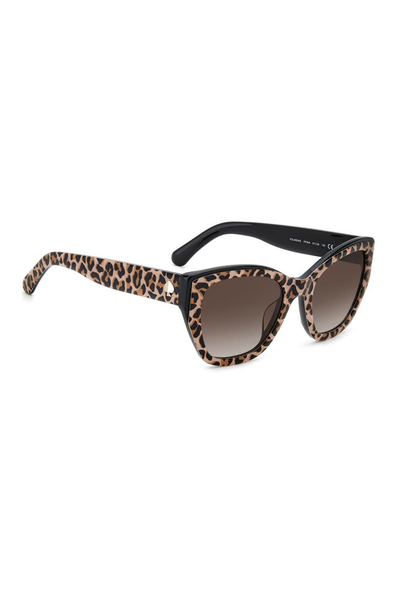 yolanda 51mm polarized gradient cat eye sunglasses, Alternate, color, BLACK LEOPARD