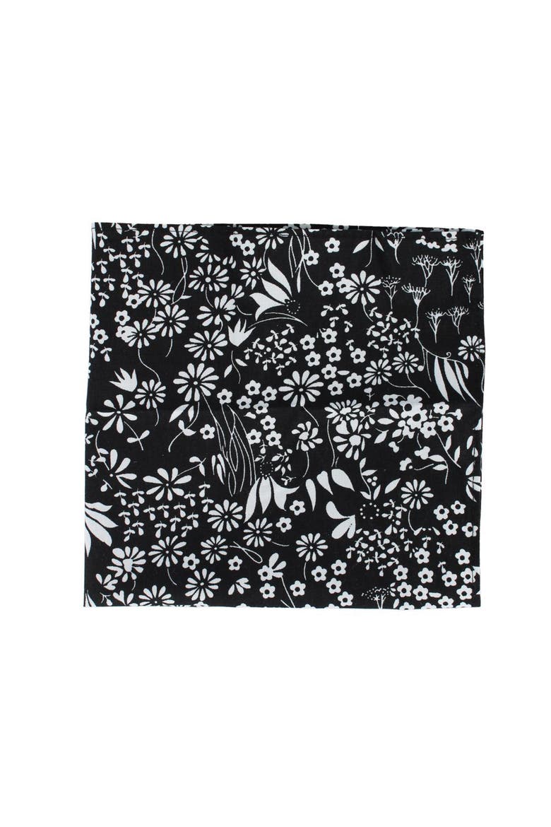 Ezra'a Stately Floral 3 Pack Cotton Handkerchiefs, Alternate, color, Black, White, Navy Blue