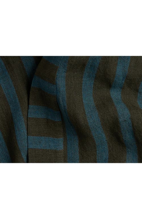 Parachute Stripe Linen Robe In Gray
