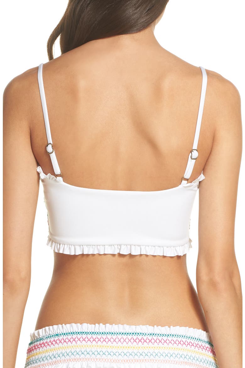 Crystal Cover Smocked Bandeau Bikini Top, Alternate, color, WHITE