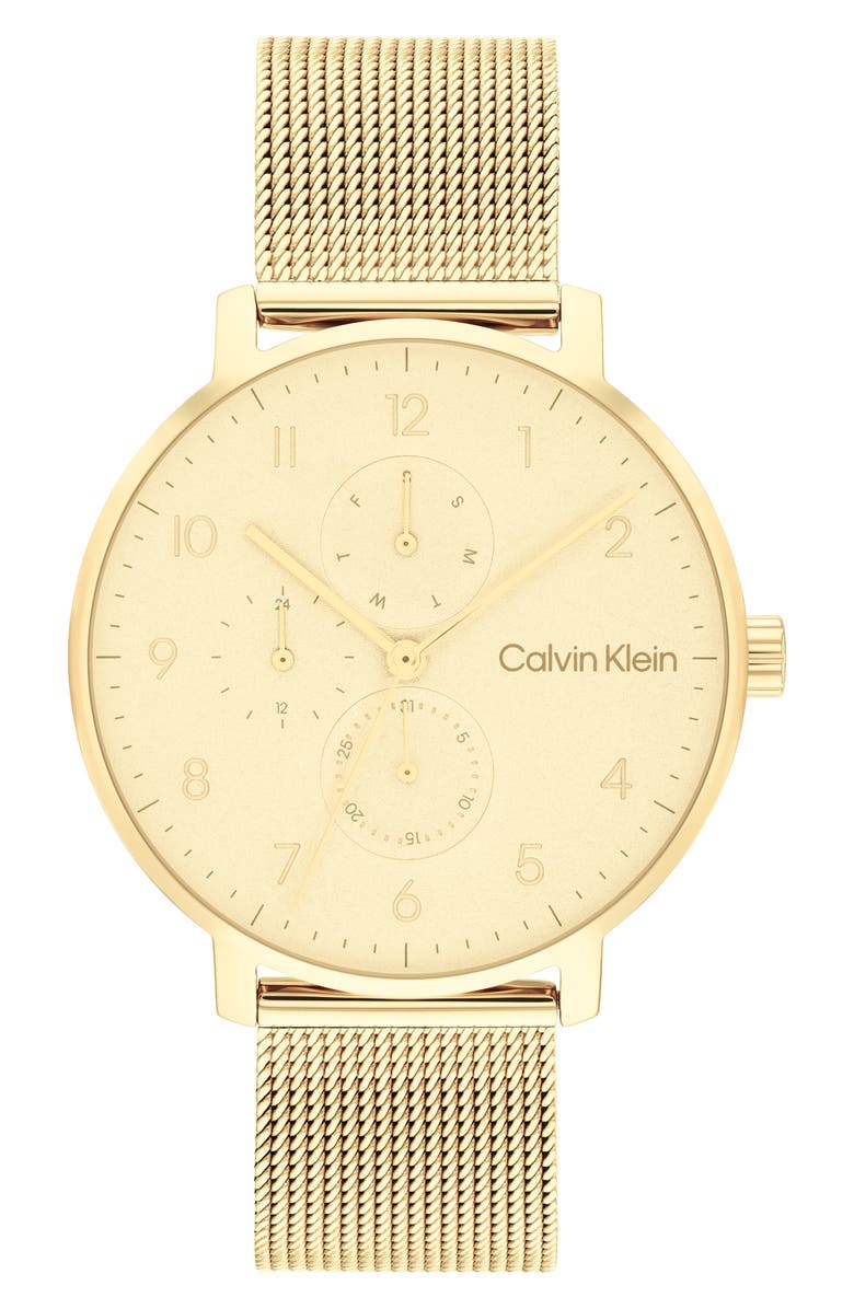Calvin Klein Stun Mesh Bracelet Watch, 40mm, Main, color, Gold