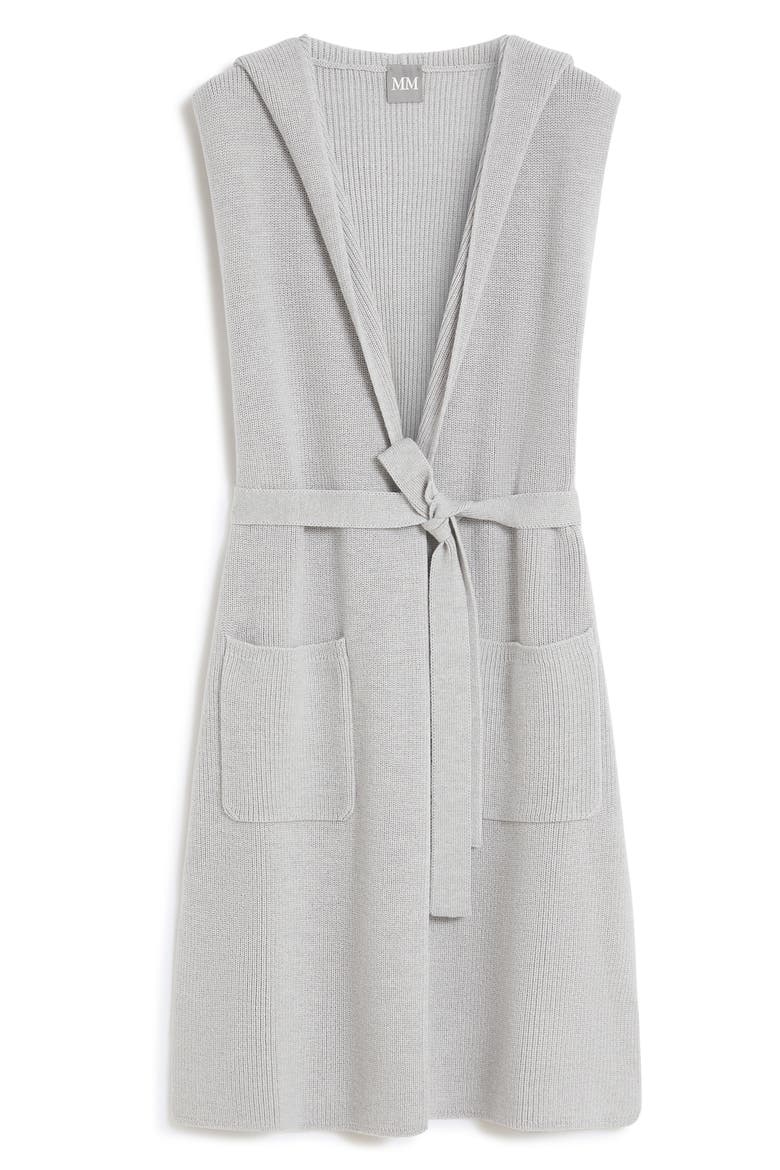 Badesse Tie Waist Hooded Sweater Vest, Alternate, color, LIGHT GREY