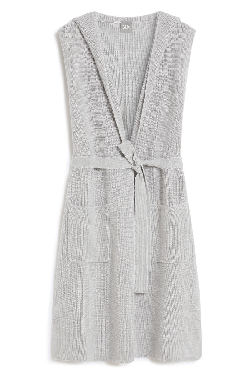 MM by Max Mara Badesse Tie Waist Hooded Sweater Vest, Alternate, color, Light Grey
