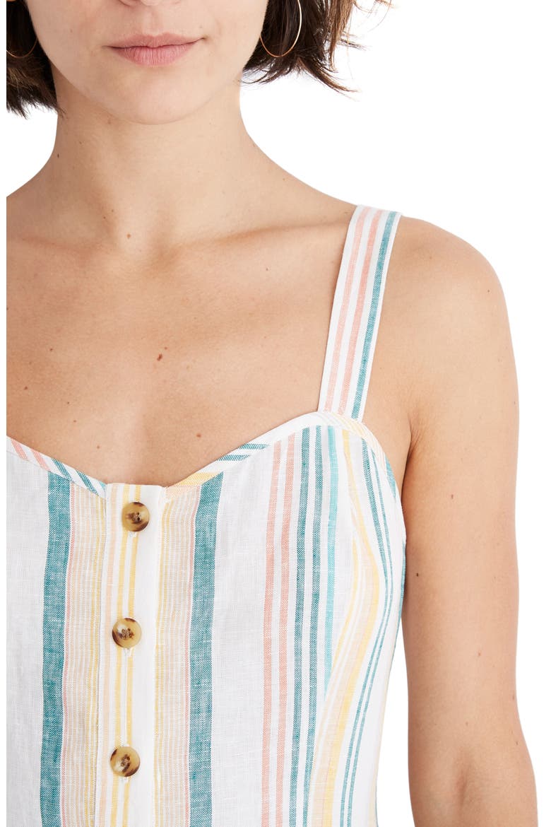 Rainbow Stripe Linen Midi Dress, Alternate, color, PALE PARCHMENT CARNIVAL STRIPE