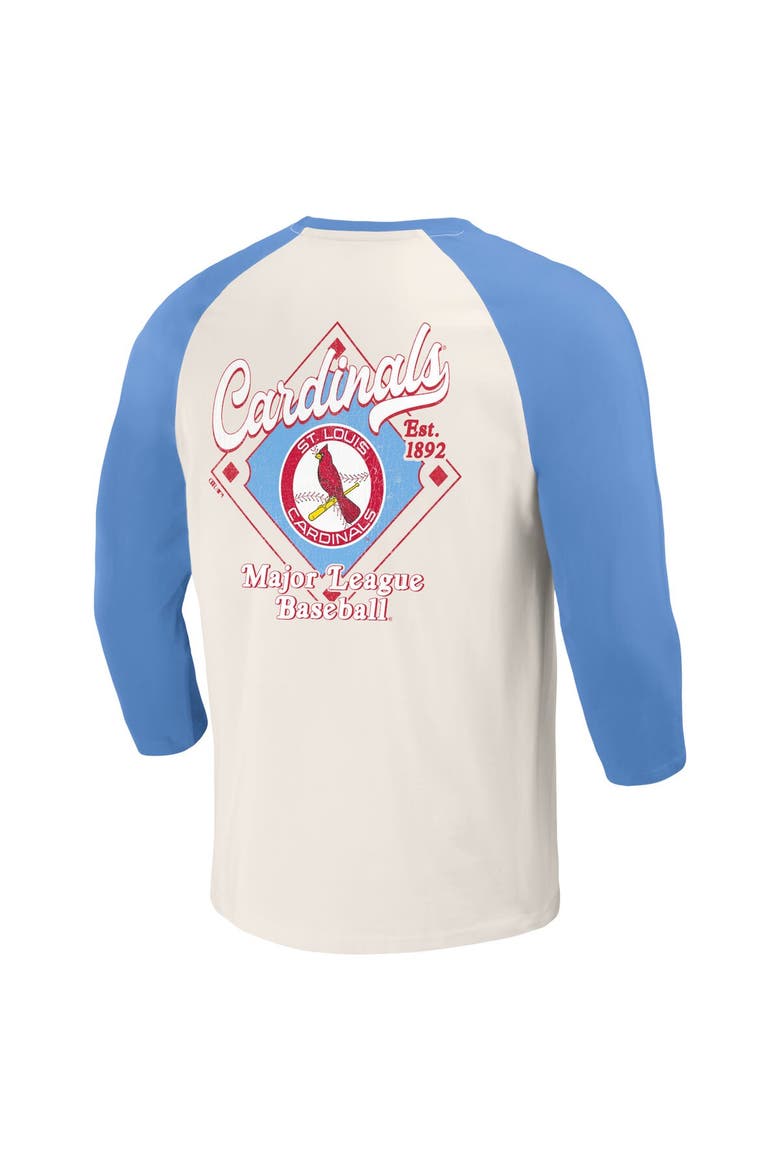 Men's Darius Rucker Collection by Fanatics Light Blue/White St. Louis Cardinals Cooperstown Collection Raglan 3/4-Sleeve T-Shirt, Alternate, color, Light Blue
