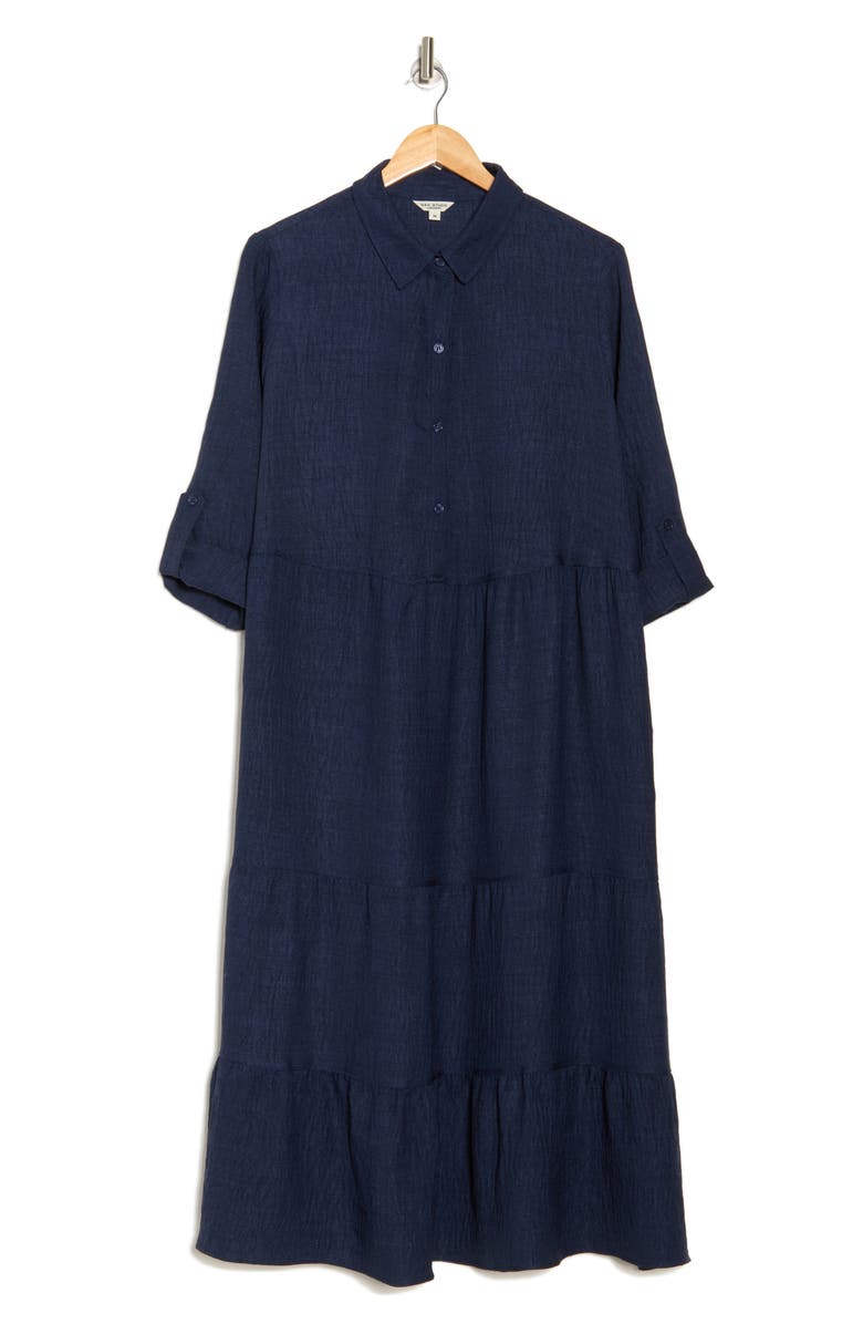 MAX STUDIO Long Sleeve Tiered Dress, Alternate, color, Heather Navy
