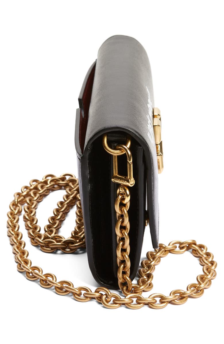 Off-White Jitney Quote Leather Wallet on a Chain, Alternate, color,