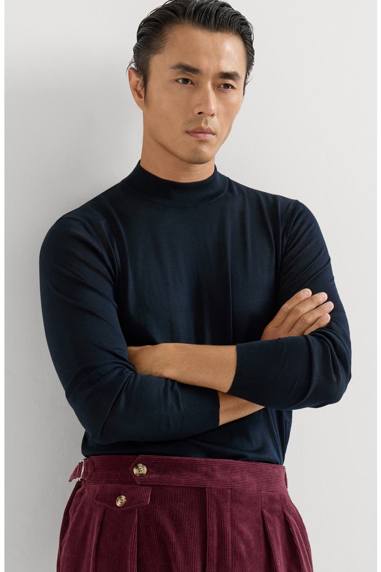 Silk and cotton lightweight sweater, Alternate, color, Navy Blue