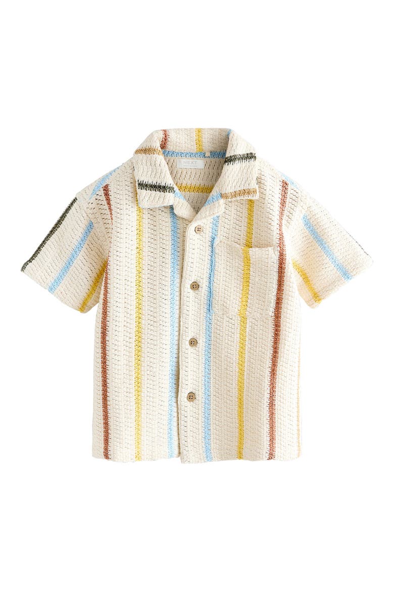 Kids' Textured Stripe Camp Shirt, Main, color, NEUTRAL