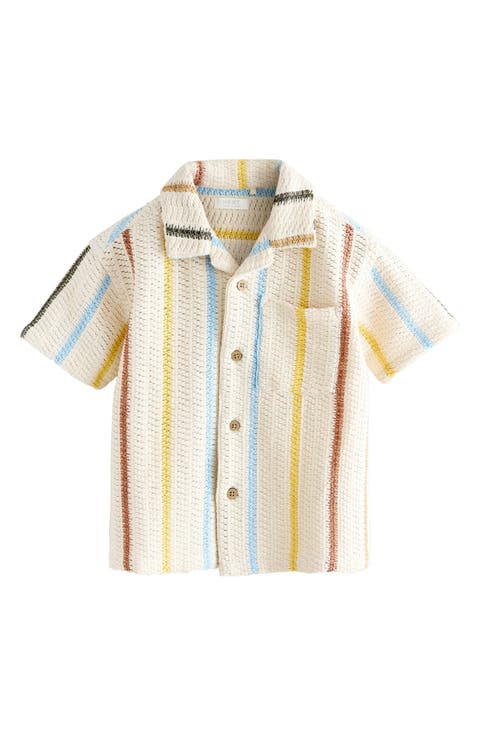 Kids' Textured Stripe Camp Shirt (Toddler & Little Kid)