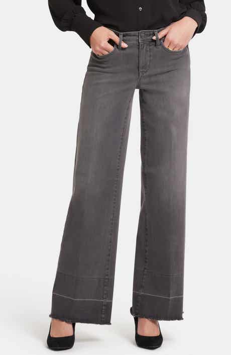 NYDJ Teresa High Waist Frayed Released Hem Wide Leg Jeans