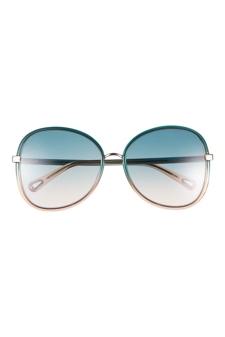 57mm Novelty Oversize Sunglasses, Main, color, GREEN BLUE GREEN