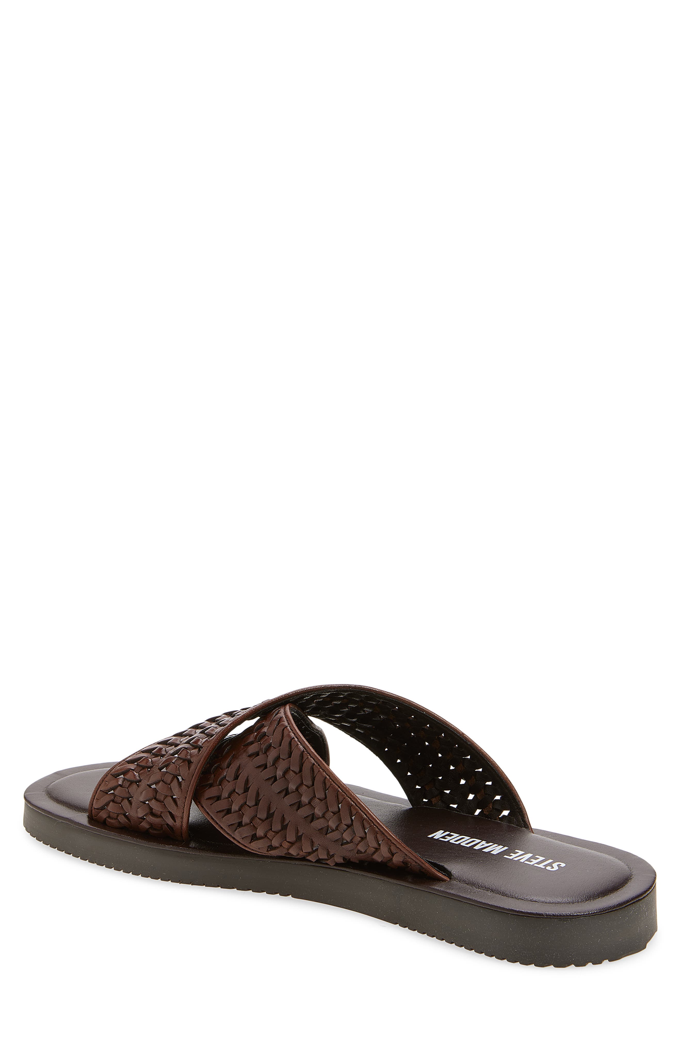 Boweri Woven Strap Slide Sandal, Alternate, color, BROWN LEATHER