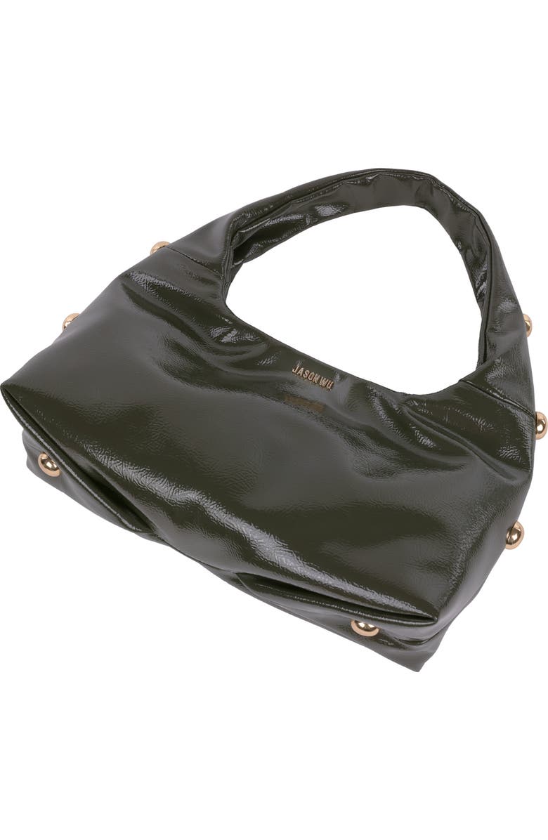 JASON WU Studded Patent Shoulder Bag, Alternate, color, Olive