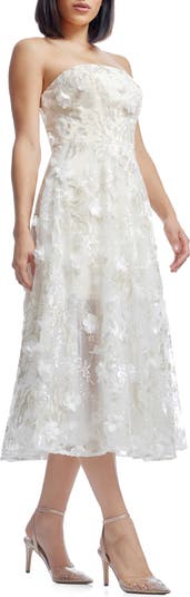 Kailyn Sequin Floral Appliqué Strapless Cocktail Dress