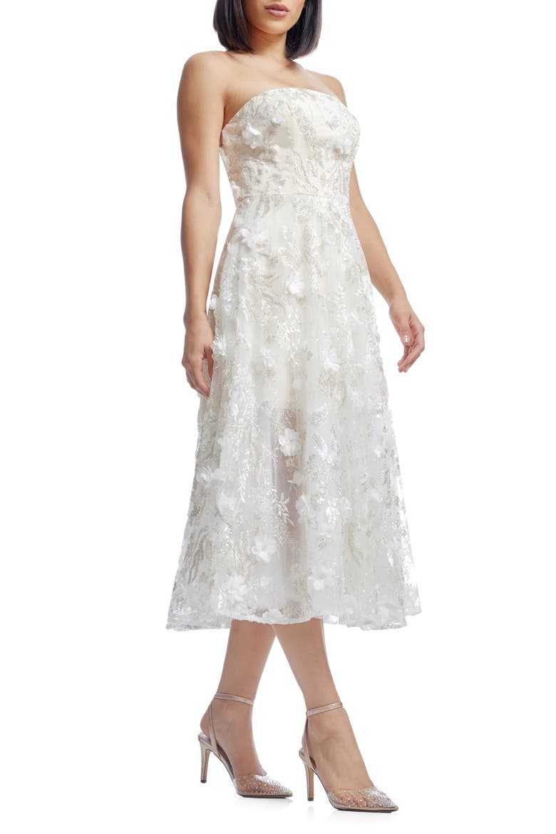 dress the population kailyn white Dress The Population Kailyn Floral Fit & Flare Midi-Dress