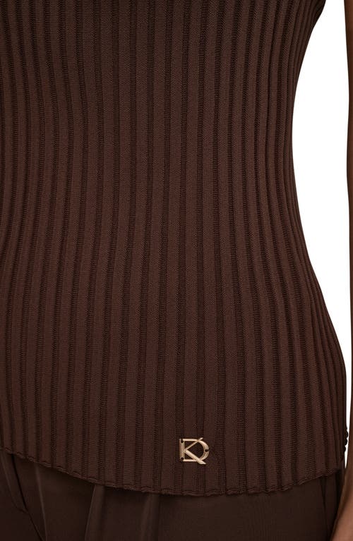 Donna Karan New York Rib Sleeveless Top In Brown