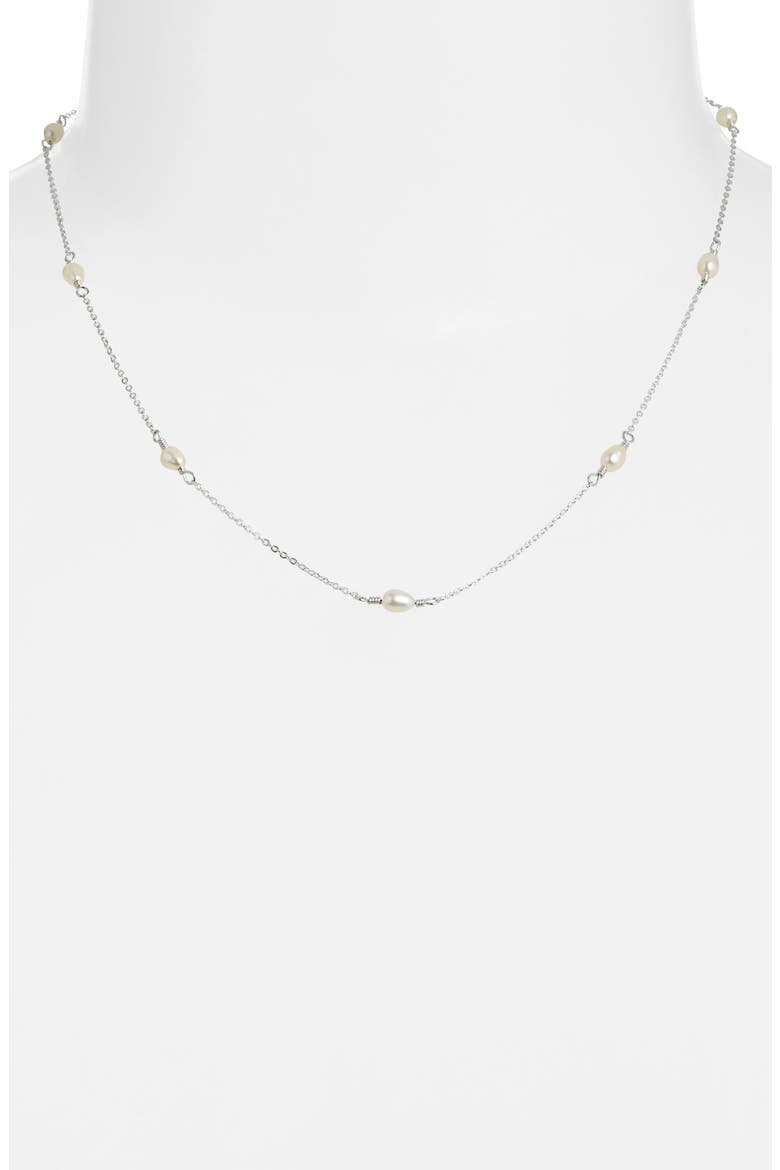 Madeline Freshwater Pearl Station Necklace, Alternate, color, SILVER